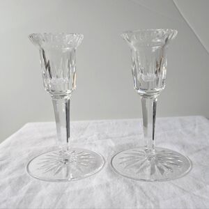 Waterford Crystal Pair Of Candlestick Holders Discontinued Vintage